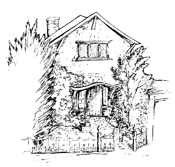 A simple line drawing of Greyhaven, my home.